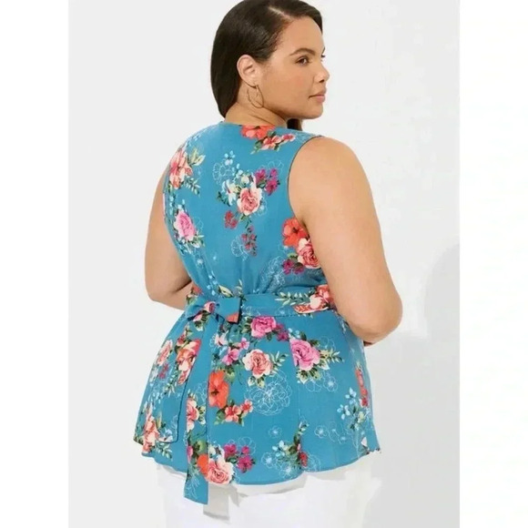 Torrid Floral Button Up Tie Waist Blouse - Picture 2 of 11